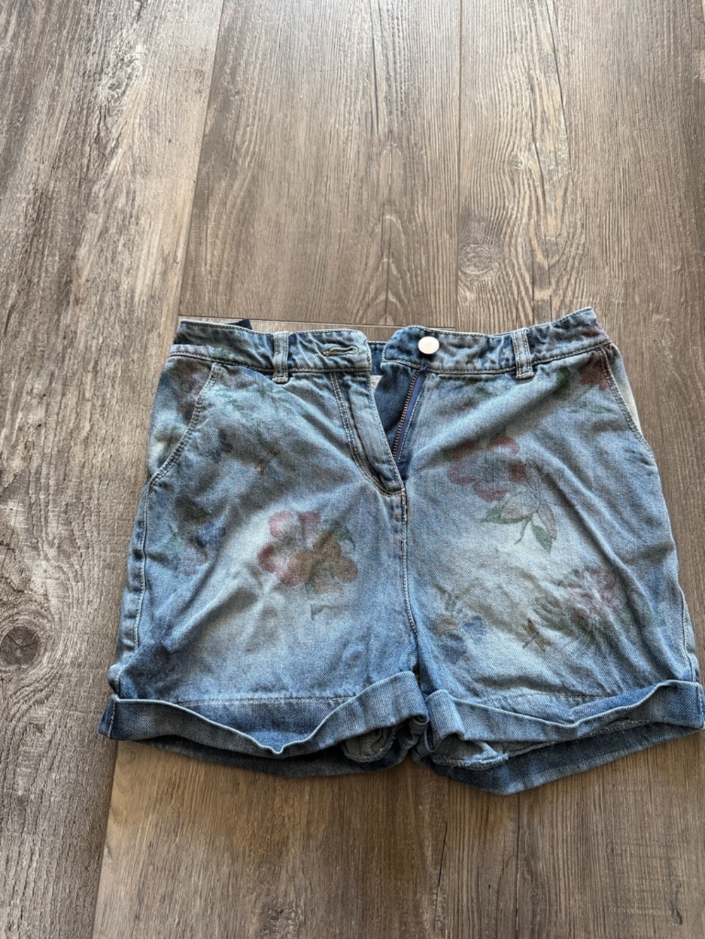 next Faded Blue Denim Floral Print Girls'‎ Shorts